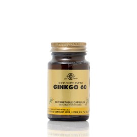 Solgar Ginkgo Biloba 60mg Συμπλήρωμα Διατροφής για Τόνωση & Ενίσχυση Μνήμης - Ιδανικό για Περιπτώσεις Γεροντικής Άνοιας, 60veg.caps