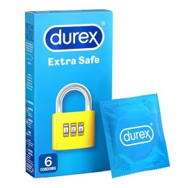 Durex Extra Safe Προφυλακτικά με Ελαφρώς Παχύτερα Τοιχώματα για Απόλυτη Ασφάλεια, 6τεμ