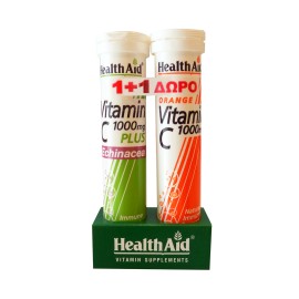 Health Aid Vitamin C 1000mg Plus Echinacea Βιταμίνη C με Εχινάκεια, 20eff.tabs & ΔΩΡΟ Vitamin C 1000mg με Γεύση Πορτοκάλι, 20 eff.tabs - Ιδανικό Πακέτο για Ενίσχυση Ανοσοποιητικού