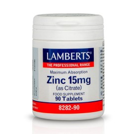 Lamberts Zinc Citrate 15mg Συμπλήρωμα Διατροφής Ψευδαργύρου για Τόνωση Ανοσοποιητικού, Καλή Υγεία Δέρματος & Αναπαραγωγικού, 90tabs