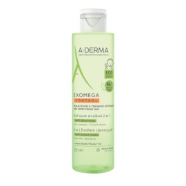 A-Derma Exomega Control Gel Lavant Emollient 2 en 1 Ενυδατικό Τζελ Καθαρισμού για Ατοπικό / Ξηρό Δέρμα για Σώμα & Μαλλιά, 200ml