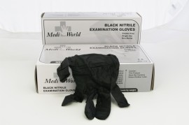 Medi World  Gloves Γάντια Νιτριλίου Μαύρα Small χωρίς πούδρα 100τμχ