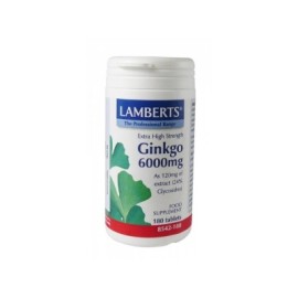 Lamberts Ginkgo 6000mg Συμπλήρωμα Διατροφής για Καλή Μνήμη & Κυκλοφορία του Αίματος στα Άκρα, 180tabs