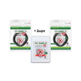 Mo-Shield Promo Απωθητικό Βραχιόλι για Κουνούπια & Σκνίπες Μαύρο, 2τεμ & Δώρο Go Απωθητικό Σπρέι για Κουνούπια & Σκνίπες, 17ml, 1σετ