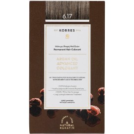 Korres Argan Oil Advanced Colorant 6.17 Βαφή Μαλλιών Ξανθό Σκούρο Μπεζ, 1 τεμάχιο