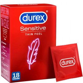 Durex Προφυλακτικά Λεπτά Sensitive με Κανονική Εφαρμογή, 18τεμ