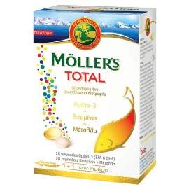 Mollers Total Ολοκληρωμένο Συμπλήρωμα Διατροφής με 28caps Ω3 + 28tabs Βιταμίνες & Μέταλλα