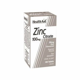 Health Aid Zinc Citrate 100mg ,Ψευδάργυρος Κιτρικός , 100tab