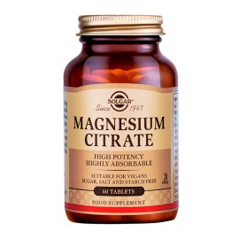 Solgar Magnesium Citrate 200mg Συμπλήρωμα Διατροφής με Κιτρικό Μαγνήσιο για την Καλή Λειτουργία των Μυών & του Νευρικού Συστήματος - Μειώνει τις Κράμπες, 60tabs