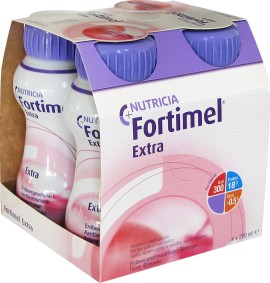 Nutricia Fortimel Extra Φράουλα Θρεπτικό Συμπλήρωμα Διατροφής σε Υγρή Μορφή Υψηλής Περιεκτικότητας σε Πρωτεϊνη, 4 x 200ml