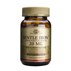 Solgar Gentle Iron 20mg Συμπλήρωμα Διατροφής Σιδήρου που Αναστέλλει τη Σιδηροπενική Αναιμία, 90veg.caps