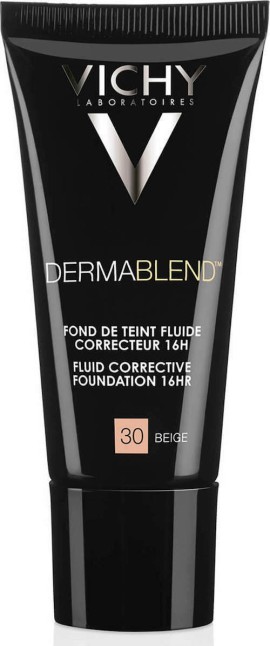 Vichy Dermablend Make Up Fluid No.30 Beige Διορθωτικό Make-Up Υψηλής Κάλυψης έως 16hrs,SPF28 30ml