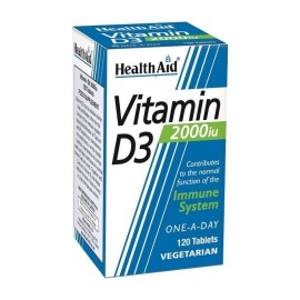 Health Aid Vitamin D3 2000iu Συμπλήρωμα Διατροφής με Βιταμίνη D3 για τη Φυσιολογική Λειτουργία του Ανοσοποιητικού, 120tabs