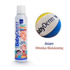 Intermed Promo Αδιάβροχο Παιδικό Αντηλιακό Spray Babyderm για Πρόσωπο & Σώμα SPF50 200ml & Δώρο Μπάλα Θαλάσσης