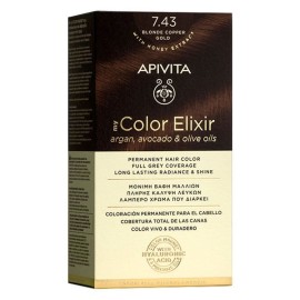 Apivita My Color Elixir Μόνιμη Βαφή Μαλλιών Νο 7.43 Ξανθό Χάλκινο Μελί, 1τεμ