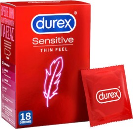 Durex Προφυλακτικά Sensitive Λεπτά για Μεγαλύτερη Ευαισθησία 18τμχ