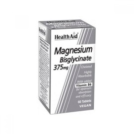 Health Aid Magnesium Bisglycinate 375mg & Vitamin B6, Χηλικό Μαγνήσιο & Βιταμίνη Β6, 60Tabs