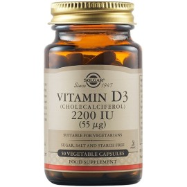 Solgar Vitamin D3 2200IU (55μg) Συμπλήρωμα Διατροφής Βιταμίνης D3 με Πολλαπλά Οφέλη για τον Οργανισμό, Ιδανικό για την Υγεία των Οστών & των Αρθρώσεων, 50veg.caps