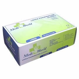 Medi World Latex Large, Γάντια Latex μίας χρήσης με πούδρα, Μέγεθος L, 100τμχ
